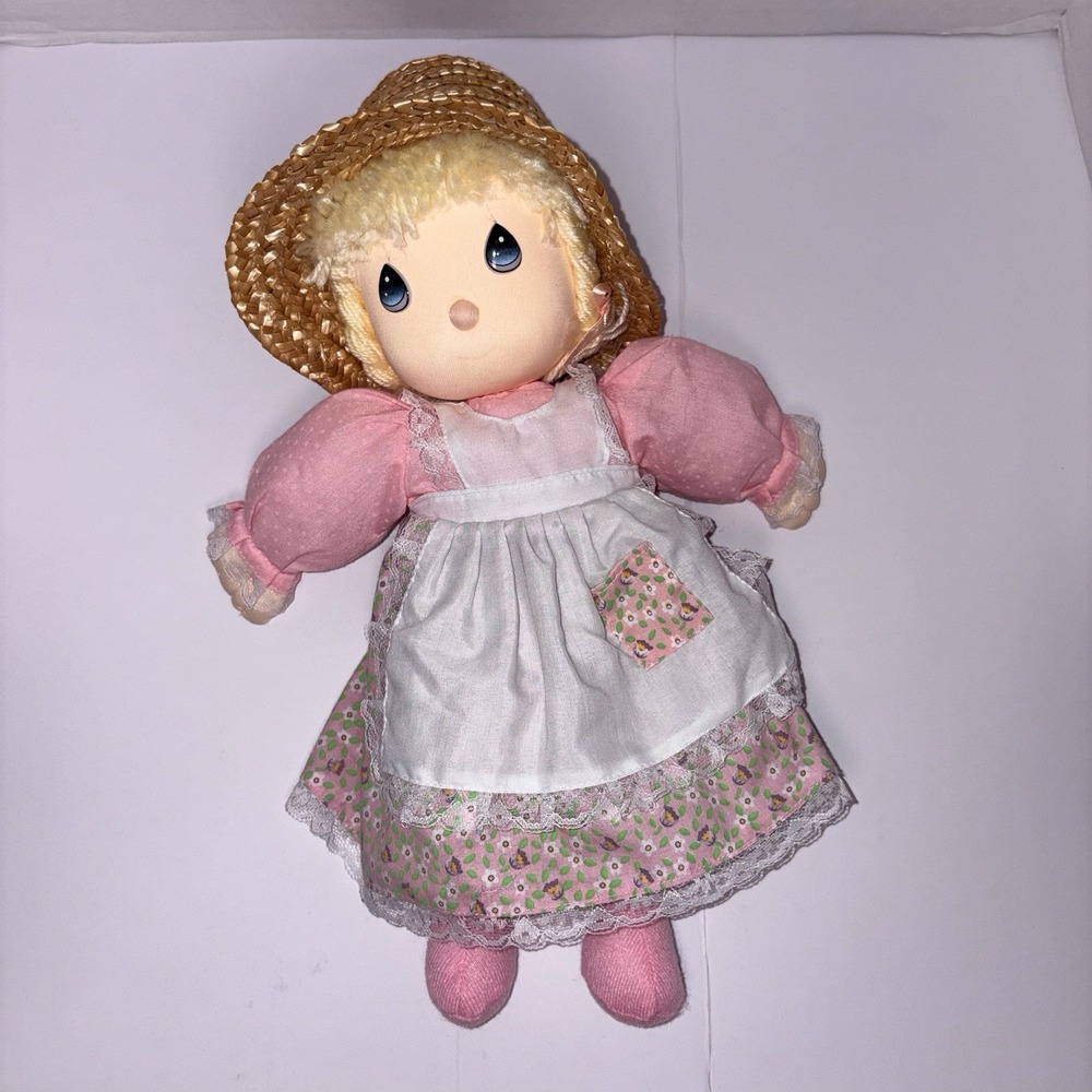 Precious Moments/ Sherwood Brands Wicker Hat Dress Girl Doll COLLECTABLE